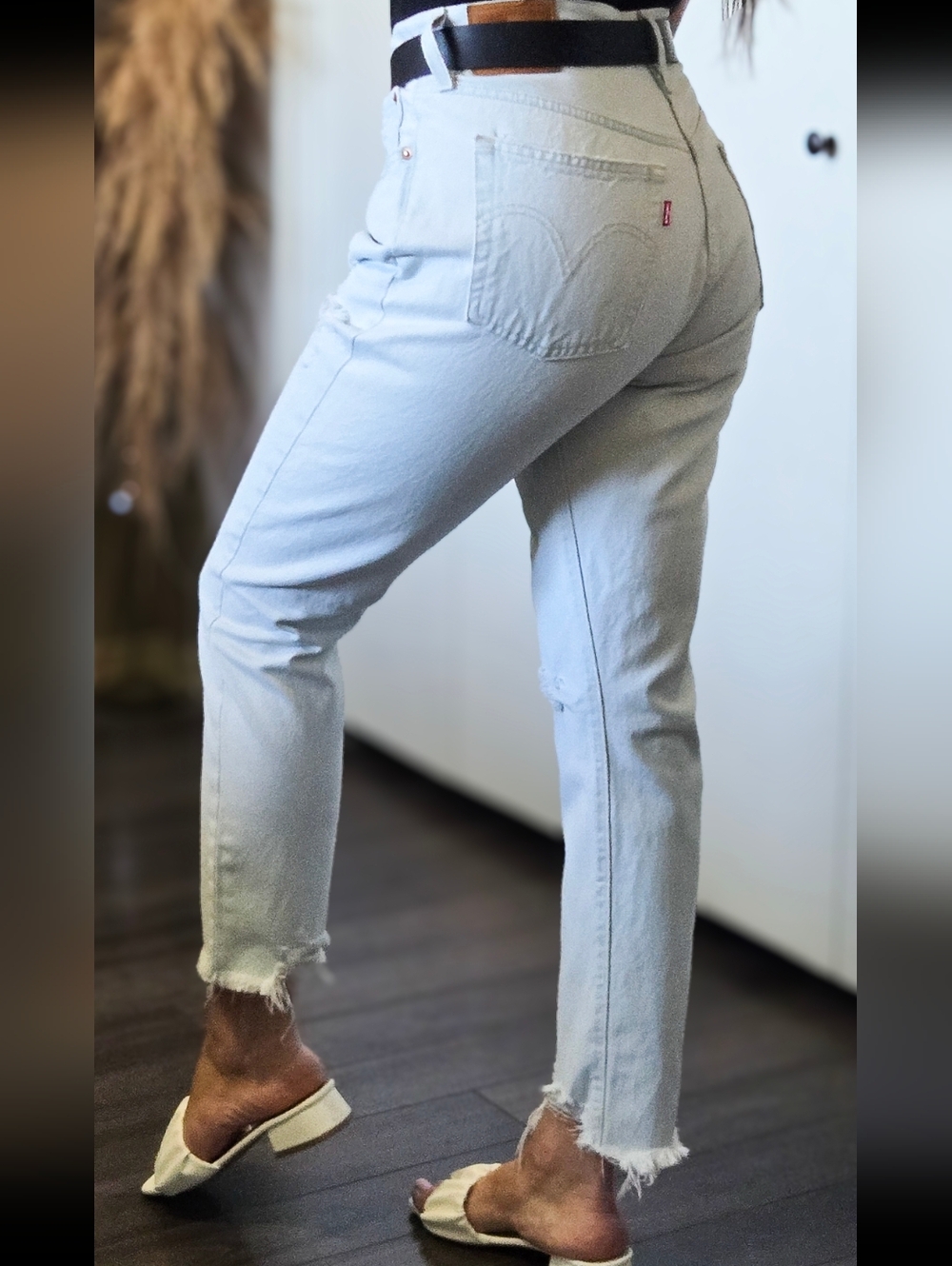 Levi’s 501 Skinny Jeans Distressed Light Wash High Rise W30 100% Cotton Denim